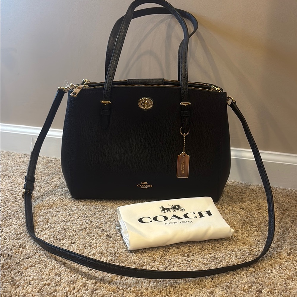 Coach Navy Leather Handbag